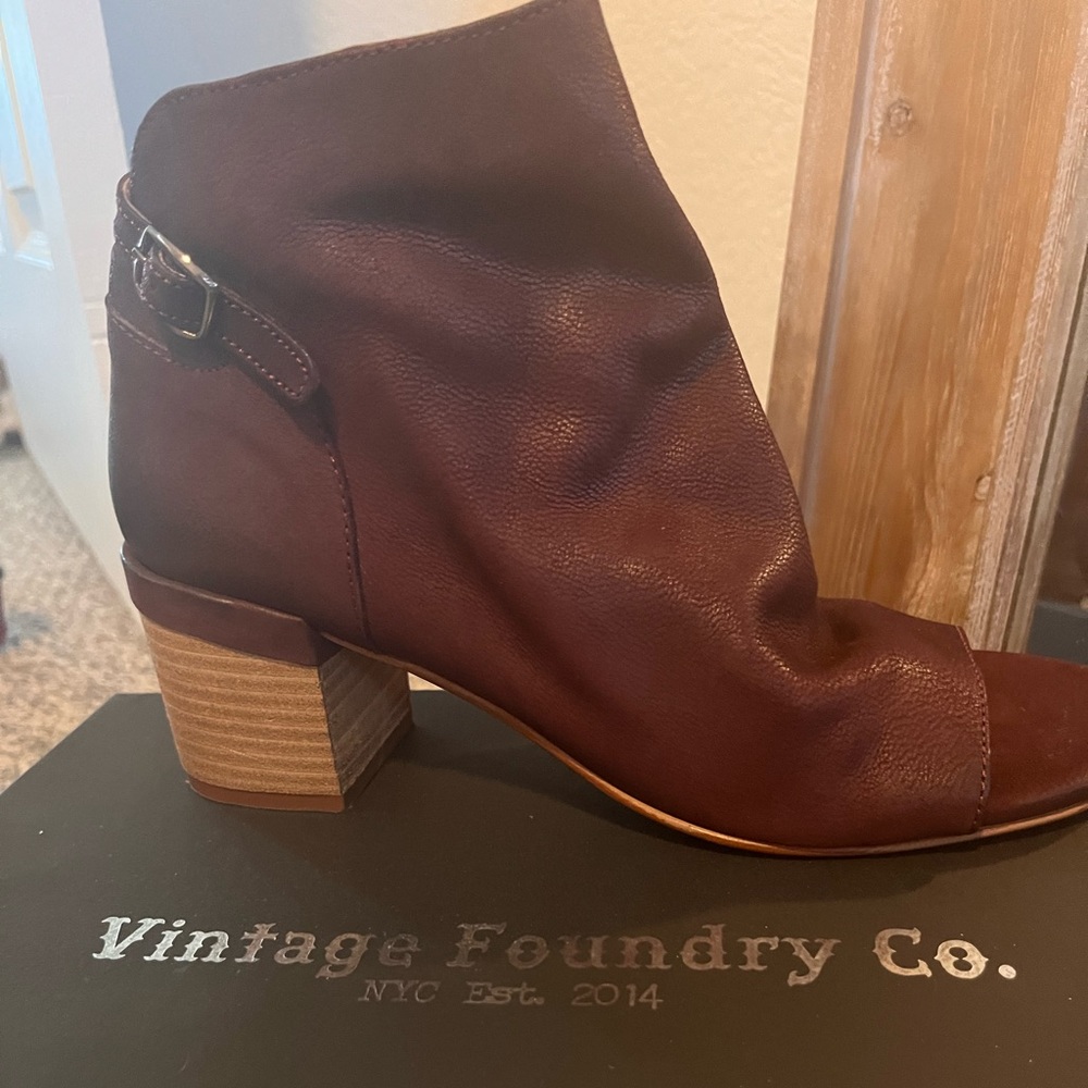 Leather booties- brand new. Open toe